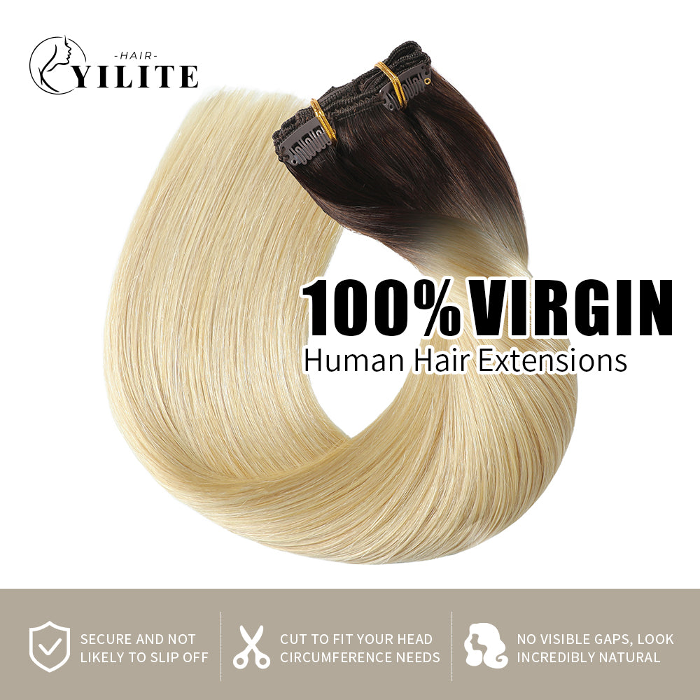 Realmhair Clip In Hair Extensions Human Hair 9Pcs 20 Clips Invisible Natural Virgin Human Hair (#T2/60)